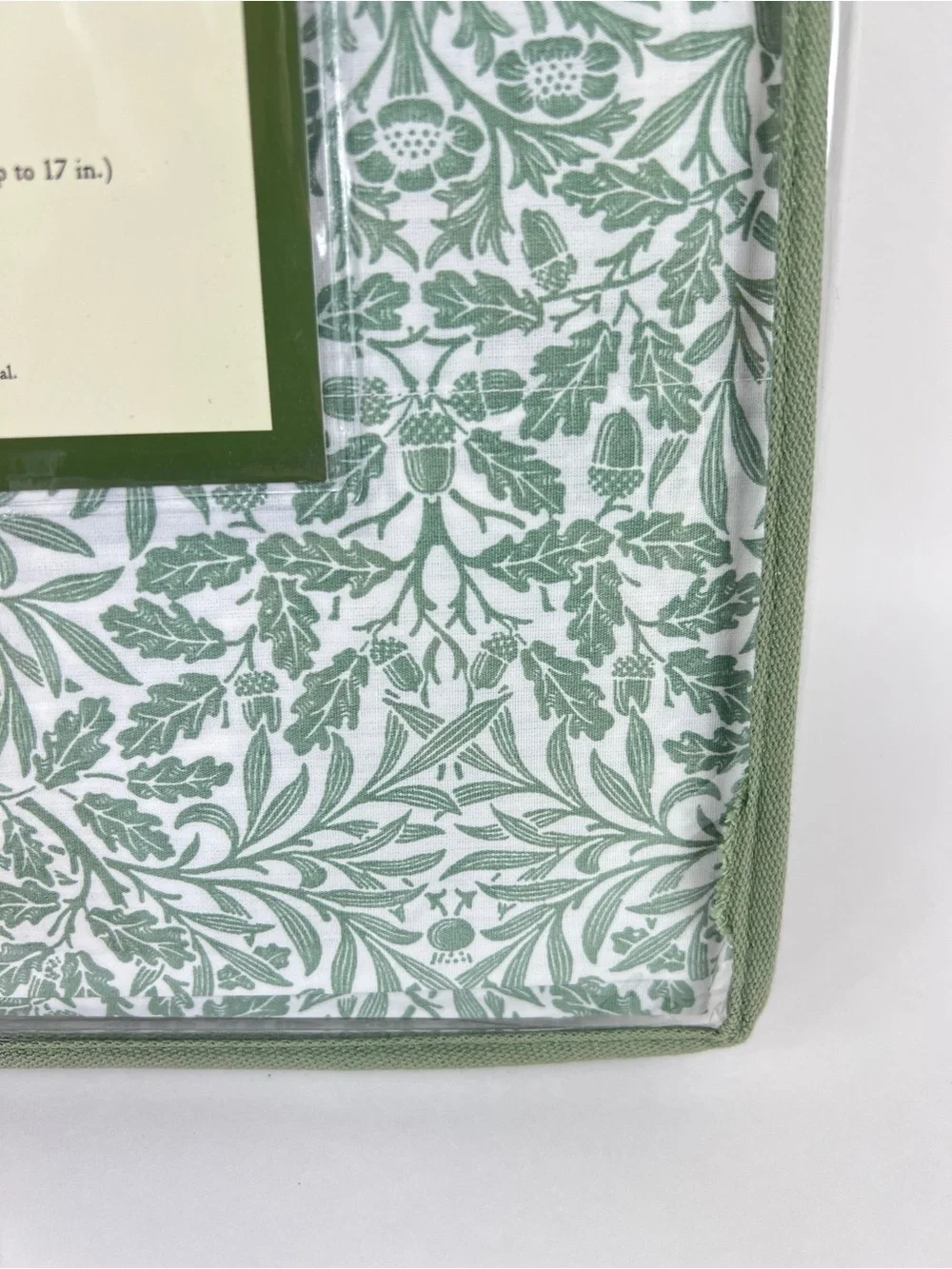 William Morris Co King Sheet Set Acorn Green White 100% Cotton Percale 4 Pc NEW